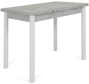 Кухонный раздвижной стол Милан-1 EVO, ноги металлические белые, светлый цемент в Салехарде