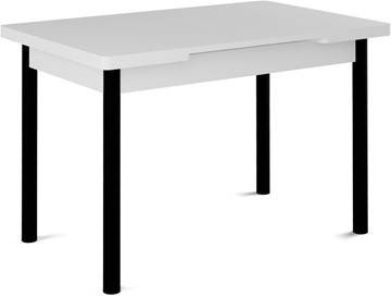 Раздвижной стол Милан-1 EVO, ноги металлические черные, белый цемент в Ноябрьске