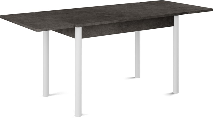 Кухонный раскладной стол Милан-2 EVO, ноги белые, серый камень в Муравленко - изображение 1