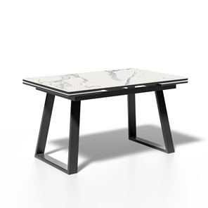 Кухонный стол раскладной ML1400 (черный/керамика мрамор белый) в Салехарде - предосмотр