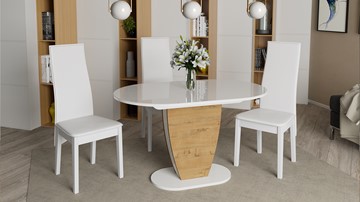 Кухонный стол раскладной Монреаль тип 1 (Белый глянец/Бунратти) в Салехарде - предосмотр 2