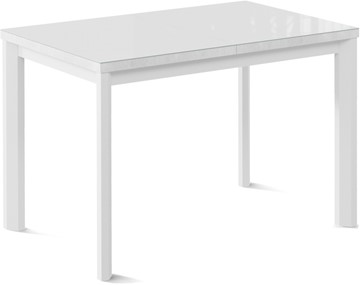 Раздвижной стол Нагано-1G (ноги металлические белые, стекло cristal/белый цемент) в Губкинском