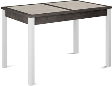 Кухонный раздвижной стол Ницца-1 ПЛ (ноги белые, плитка бежевая/серый камень) в Лабытнанги