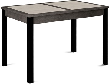 Кухонный стол раздвижной Ницца-1 ПЛ (ноги черные, плитка бежевая/серый камень) в Ноябрьске