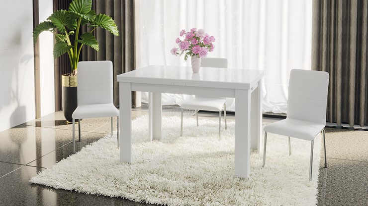 Раздвижной стол Норман тип 1, цвет Белый/Стекло белый глянец в Салехарде - изображение 4