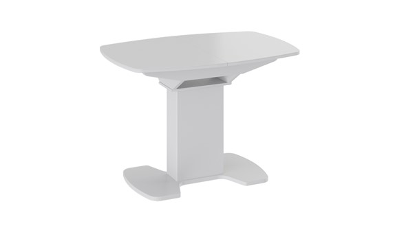 Кухонный раскладной стол Портофино (СМ(ТД)-105.01.11(1)), цвет  Белый глянец/Стекло белое в Губкинском - изображение
