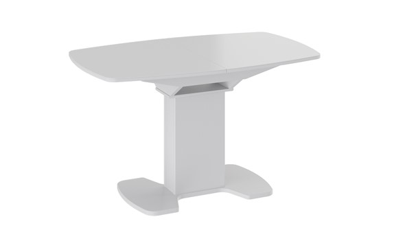 Кухонный стол раздвижной Портофино (СМ(ТД)-105.02.11(1)), цвет Белый глянец/Стекло белое в Губкинском - изображение