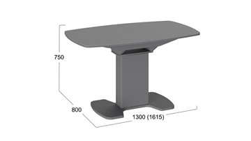 Кухонный раздвижной стол Портофино (СМ(ТД)-105.02.11(1)), цвет Серое/Стекло серое матовое LUX в Надыме - предосмотр 1