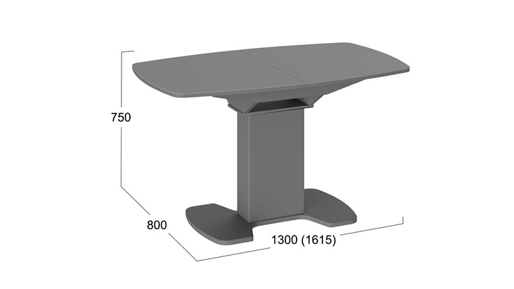 Кухонный раздвижной стол Портофино (СМ(ТД)-105.02.11(1)), цвет Серое/Стекло серое матовое LUX в Надыме - изображение 1