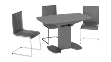 Кухонный раздвижной стол Портофино (СМ(ТД)-105.02.11(1)), цвет Серое/Стекло серое матовое LUX в Салехарде - предосмотр 2