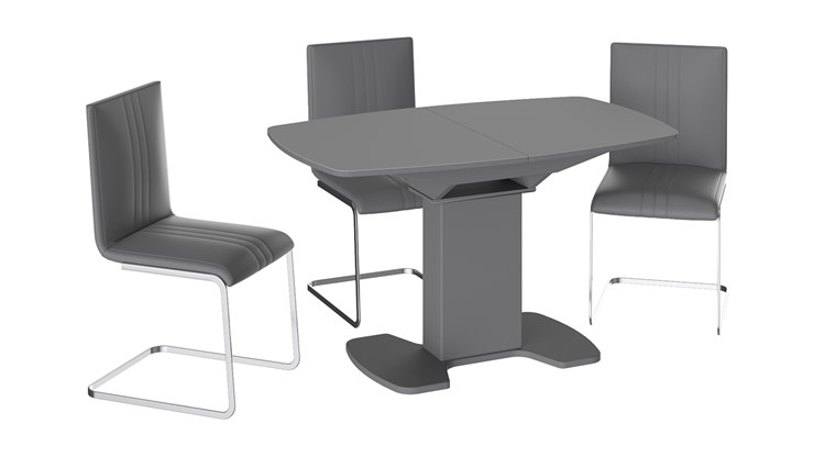 Кухонный раздвижной стол Портофино (СМ(ТД)-105.02.11(1)), цвет Серое/Стекло серое матовое LUX в Лабытнанги - изображение 2