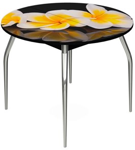 Кухонный раскладной стол Ривьера - Круг, ноги хром №5, ФП (Цветы №11) в Надыме