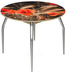 Обеденный раздвижной стол Ривьера - Круг, ноги метал. крашеные №24, ФП (Цветы №38) в Надыме