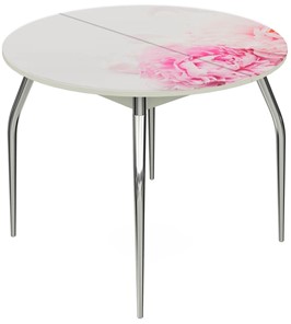 Обеденный раздвижной стол Ривьера - Круг, ноги метал. крашеные №24, ФП (Цветы №49) в Салехарде