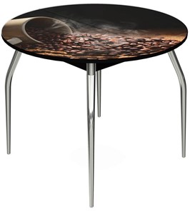 Кухонный раскладной стол Ривьера - Круг, ноги метал. крашеные №24, ФП (Кофе №9) в Салехарде