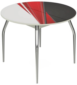 Кухонный стол раскладной Ривьера - Круг, ноги метал. крашеные №24, ФП (Текстура №46) в Ноябрьске