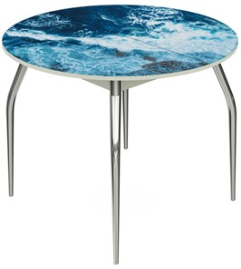 Кухонный раскладной стол Ривьера - Круг, ноги метал. крашеные №24, ФП (Вода №15) в Салехарде