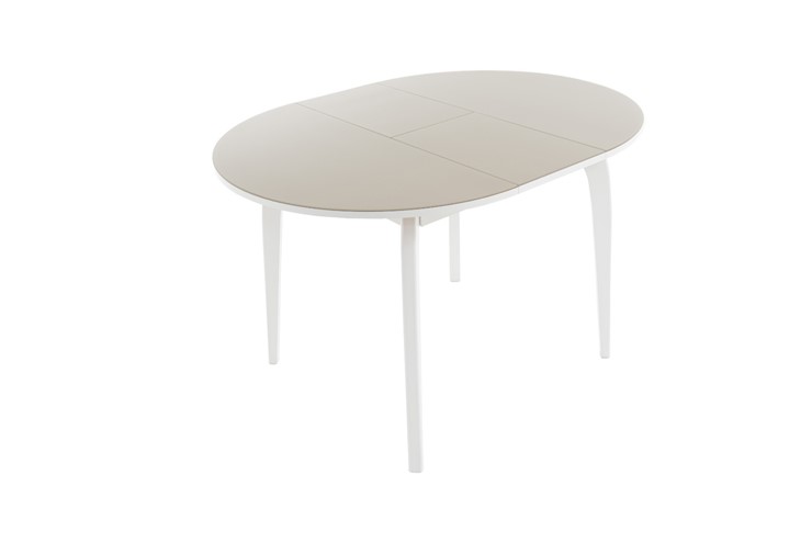 Кухонный стол раскладной Ривьера исп. круг хром №5 (стекло белое/белый) в Салехарде - изображение 2
