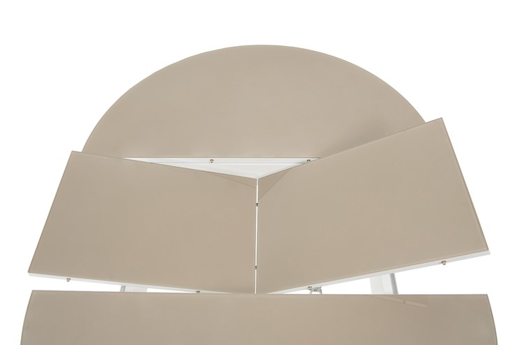 Кухонный стол раскладной Ривьера исп. круг хром №5 (стекло белое/белый) в Новом Уренгое - изображение 4