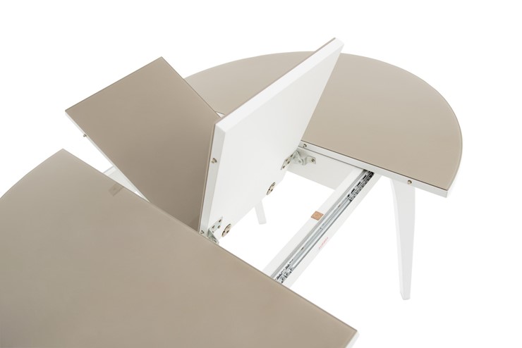 Кухонный стол раскладной Ривьера исп. круг хром №5 (стекло белое/белый) в Салехарде - изображение 5