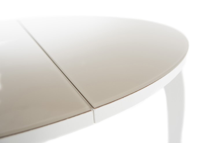 Кухонный стол раскладной Ривьера исп. круг хром №5 (стекло белое/белый) в Новом Уренгое - изображение 6