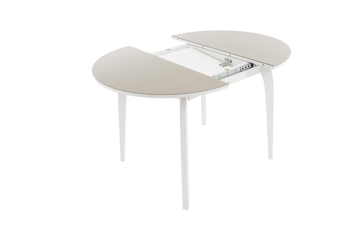Кухонный стол раскладной Ривьера исп. круг хром №5 (стекло белое/белый) в Салехарде - изображение 7