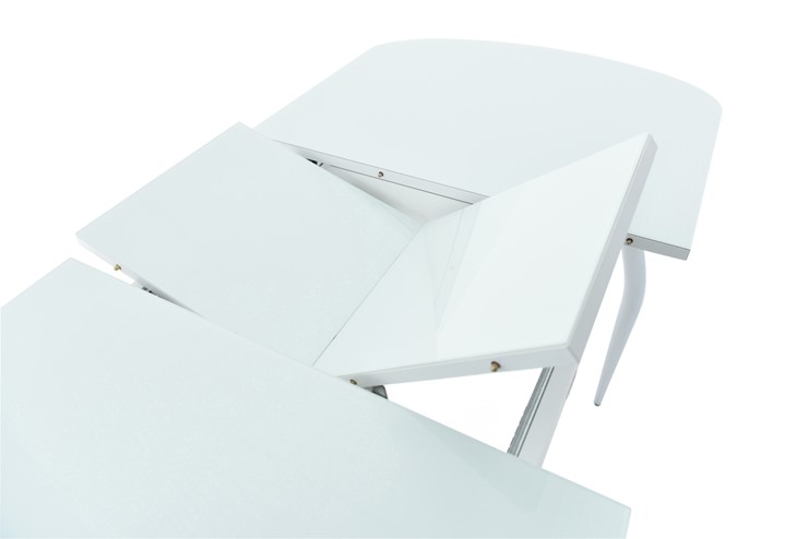 Кухонный раздвижной стол Ривьера исп.1 хром №5 (стекло белое/черный) в Салехарде - изображение 3