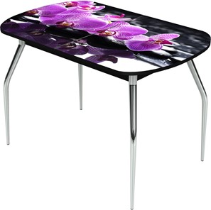 Кухонный стол раскладной Ривьера исп.1 ноги метал. крашеные №24 Фотопечать (Цветы №30) в Надыме