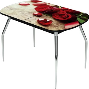 Кухонный стол раздвижной Ривьера исп.1 ноги метал. крашеные №24 Фотопечать (Цветы №33) в Новом Уренгое