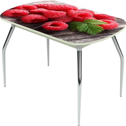 Кухонный стол раздвижной Ривьера исп.1 ноги метал. крашеные №24 Фотопечать (Фрукты №17) в Салехарде - изображение