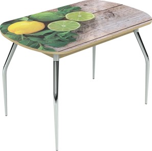 Обеденный раздвижной стол Ривьера исп.1 ноги метал. крашеные №24 Фотопечать (Фрукты №33) в Салехарде