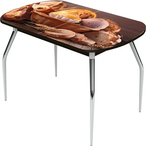 Кухонный раскладной стол Ривьера исп.1 ноги метал. крашеные №24 Фотопечать (Хлеб №3 в Ноябрьске