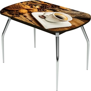 Кухонный стол раскладной Ривьера исп.1 ноги метал. крашеные №24 Фотопечать (Кофе №11) в Салехарде