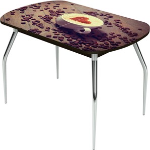 Кухонный раздвижной стол Ривьера исп.1 ноги метал. крашеные №24 Фотопечать (Кофе №20) в Надыме