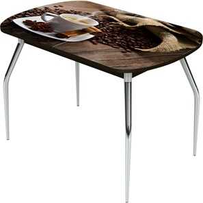 Кухонный стол раздвижной Ривьера исп.1 ноги метал. крашеные №24 Фотопечать (Кофе №22) в Надыме