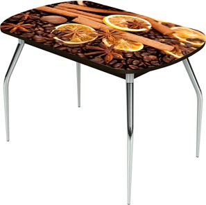 Кухонный раздвижной стол Ривьера исп.1 ноги метал. крашеные №24 Фотопечать (Кофе №28) в Салехарде