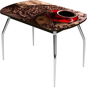 Раздвижной стол Ривьера исп.1 ноги метал. крашеные №24 Фотопечать (Кофе №4) в Салехарде