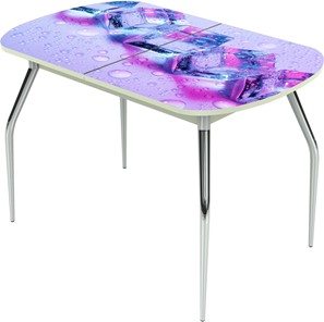 Кухонный раздвижной стол Ривьера исп.1 ноги метал. крашеные №24 Фотопечать (Вода №2) в Новом Уренгое