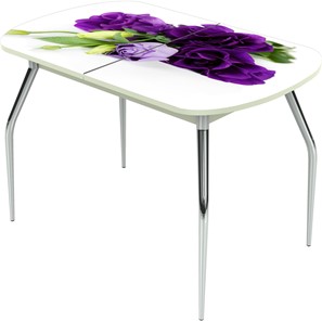 Раздвижной стол Ривьера исп.2 ноги метал. крашеные №24 Фотопечать (Цветы №46) в Салехарде