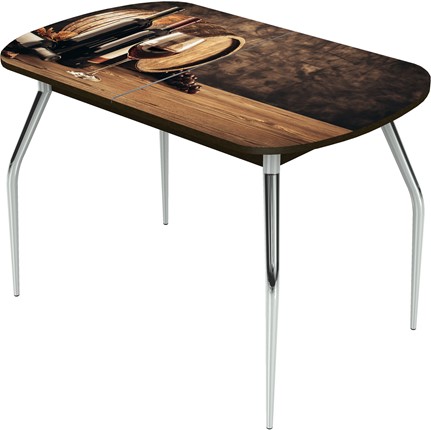 Кухонный раздвижной стол Ривьера исп.2 ноги метал. крашеные №24 Фотопечать (Дерево №21) в Салехарде - изображение