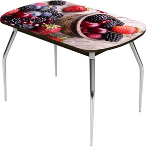 Раздвижной стол Ривьера исп.2 ноги метал. крашеные №24 Фотопечать (Фрукты №27) в Салехарде