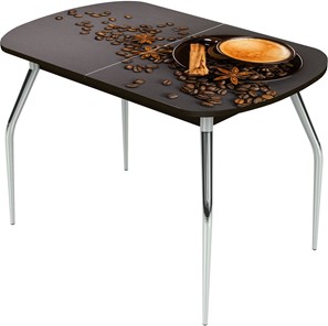 Раздвижной стол Ривьера исп.2 ноги метал. крашеные №24 Фотопечать (Кофе №5) в Салехарде
