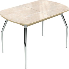 Кухонный раздвижной стол Ривьера исп.2 ноги метал. крашеные №24 Фотопечать (Мрамор №6) в Салехарде