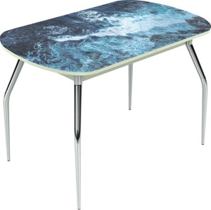 Кухонный раскладной стол Ривьера исп.2 ноги метал. крашеные №24 Фотопечать (Вода №15) в Салехарде