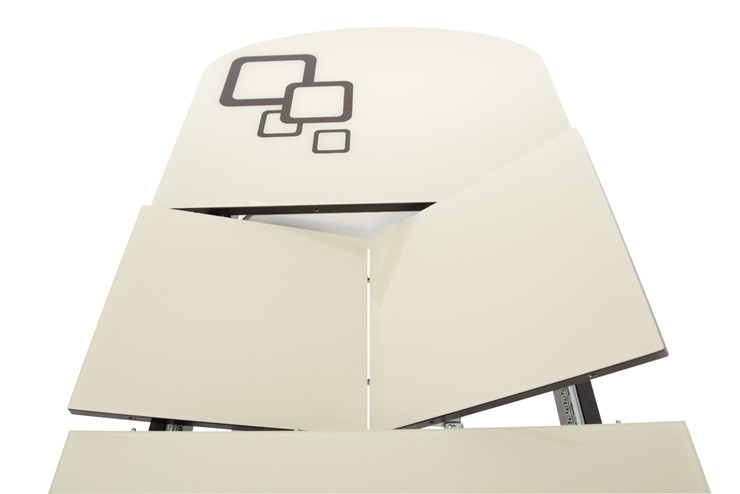 Кухонный стол раскладной Ривьера мини дерево №1, Рисунок квадро (стекло белое/черный/черный) в Ноябрьске - изображение 4