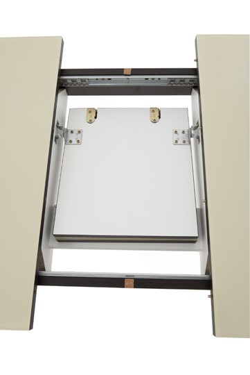 Обеденный раздвижной стол Ривьера мини дерево №1, Рисунок квадро (стекло черное/белый/белый) в Надыме - изображение 5