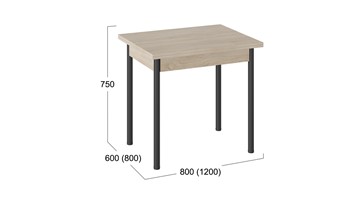 Кухонный стол раздвижной Родос тип 2 с опорой d40 (Черный муар/Дуб Сонома) в Салехарде - предосмотр 2
