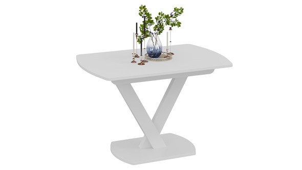 Кухонный стол раскладной Салерно тип 1 (Белый муар/Стекло матовое белое) в Ноябрьске - изображение