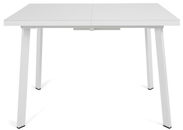 Кухонный раздвижной стол Сальвадор-1G (ноги белые, стекло cristal/белый цемент) в Салехарде - предосмотр 1