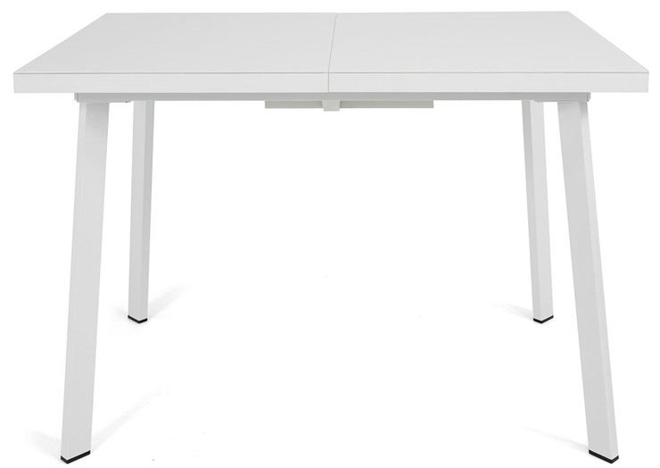 Кухонный раскладной стол Сальвадор-2G (ноги белые, стекло cristal/белый цемент) в Надыме - изображение 1